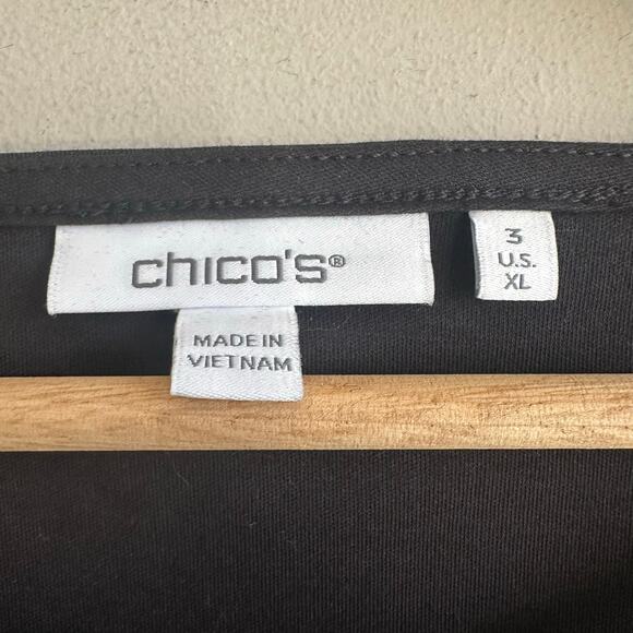 Chico's Women's Applique Cotton Blouse Top Black 3 XL - Picture 2 of 9